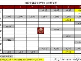 2015年放假时间表（2015年有多少法定节假日？）