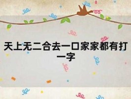一和家家 天上无二合去一口家家都有这个谜底的答案是什么？