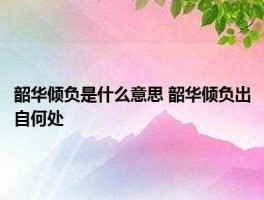 韶华倾负？韶华倾负的意思？