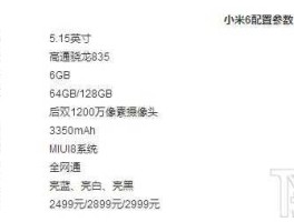 小米6 plus，小米6Plus配置参数怎么样？